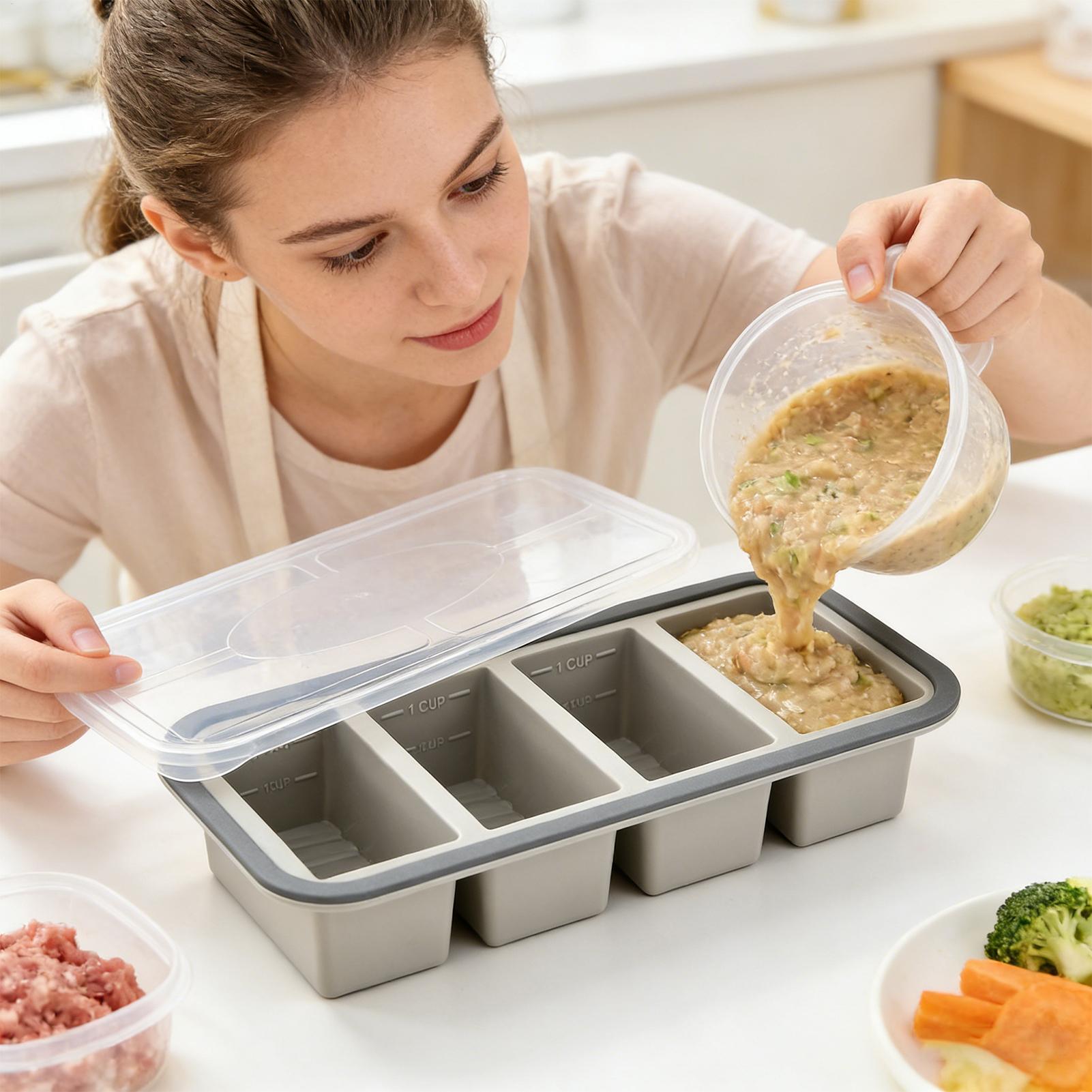 Meal Prep Template - قوالب سيليكون للفريزر سهلة الإخراج، حاويات