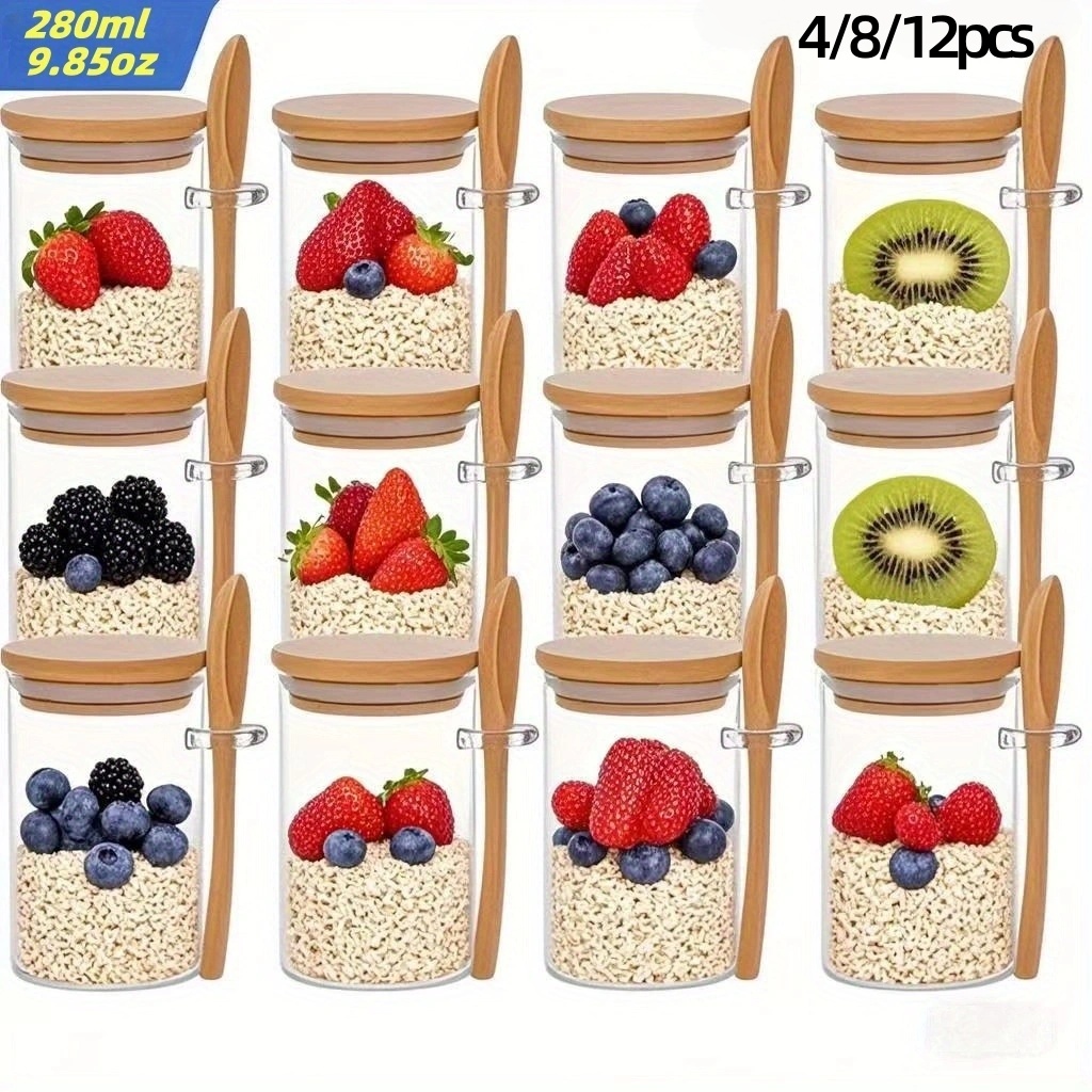 Meal Prep Chia Pudding - 4/8/12 قطعة، أكواب إفطار الشوفان مع